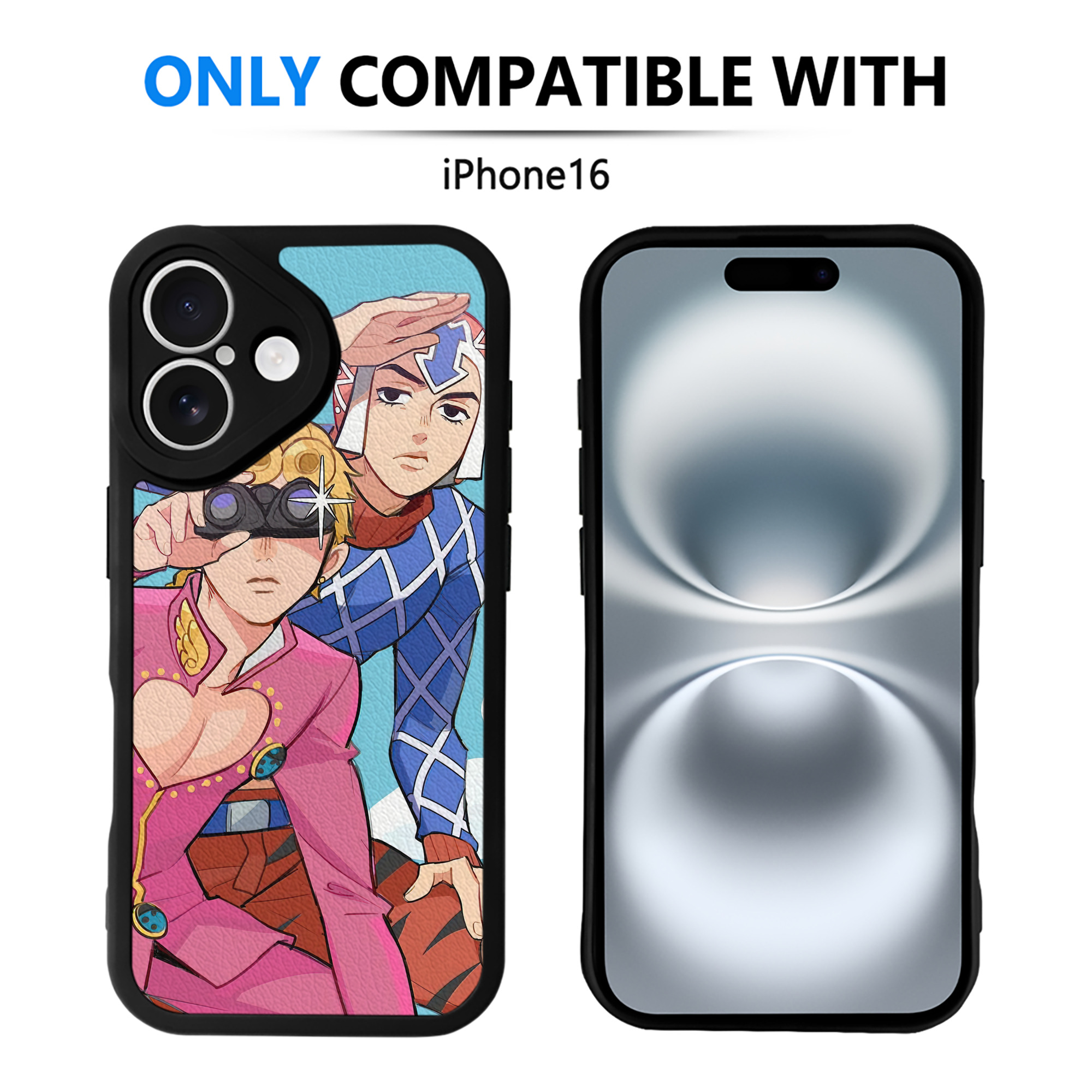 （画像用） ジョジョの奇妙な冒険 JoJo's Bizarre Adventure 【iPhone 16シリーズ対応】シリコンスマホケース（レザー調） 材質：シリコン